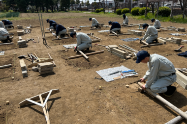 春季実習　3級造園技能士検定の練習開始